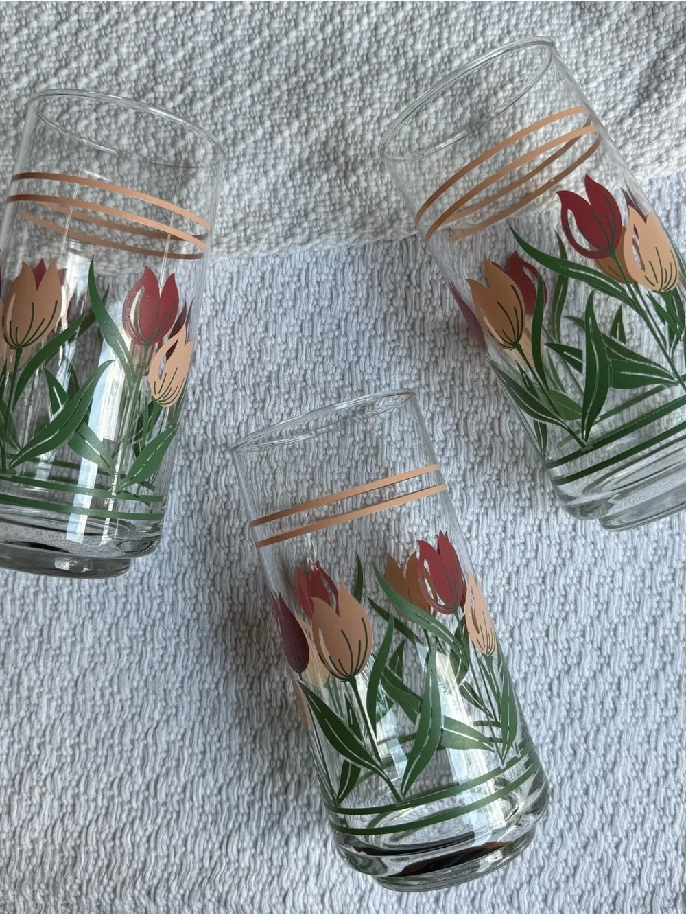 Vintage Tulip Highball Glasses Set of 3 | Mid Century Barware